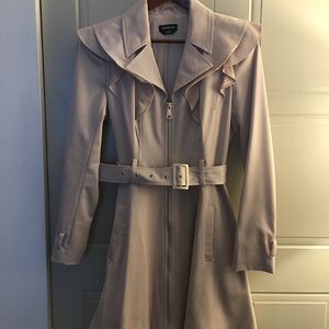 Satin feel trench coat with belt